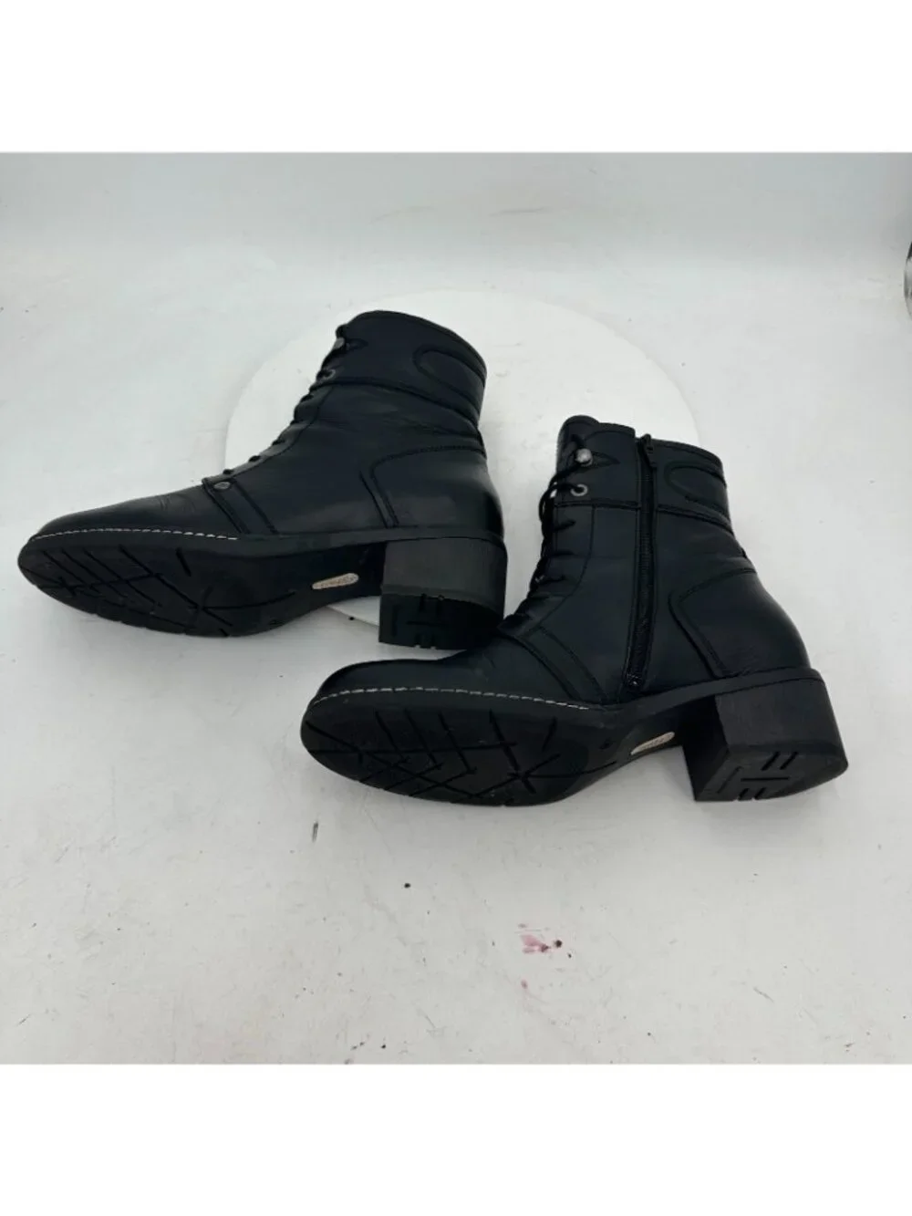 Wolky Women Size EU 41 US 9.5 Black Leather Lace Up Side Zip Ankle Boot